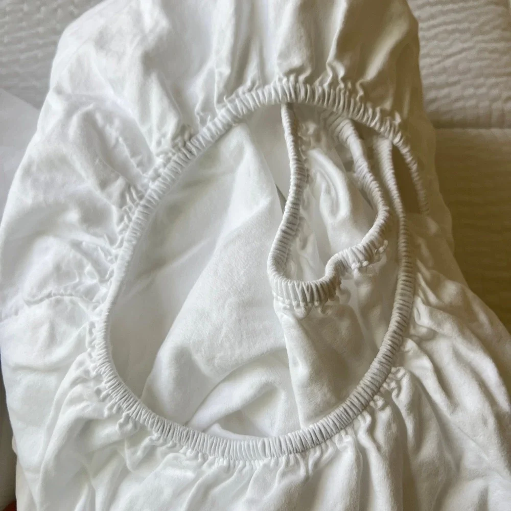 Habitat‎ Luxury Home Collection Organic Cotton Sheet 1 Fitted 1 Flat Set White